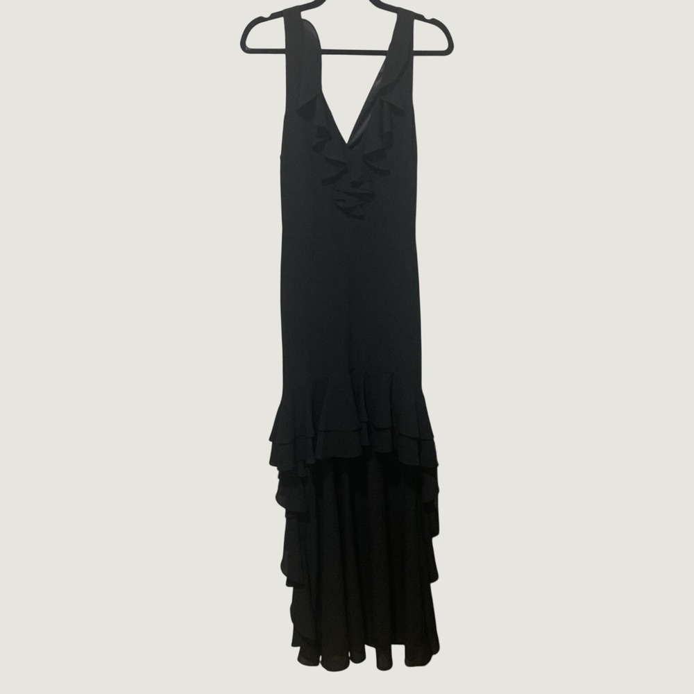 Belle Badgley Mischka Elegant Black Ruffled Dress